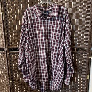 Stafford Men's Maroon and White Checkered Shirt